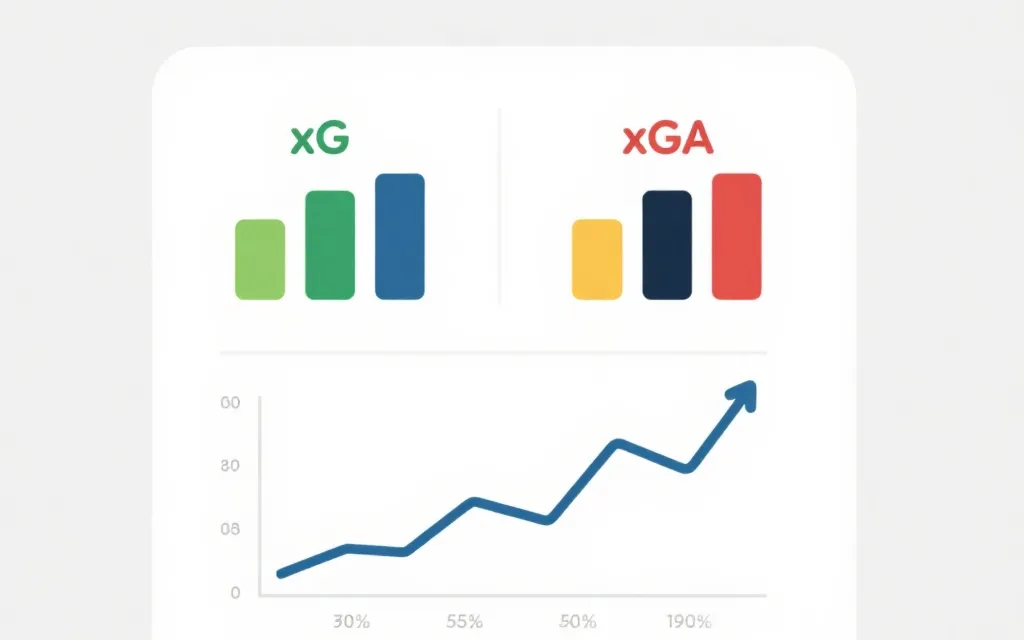 可视化示例:两队 xG 与 xGA 对比条形图与指数变化折线